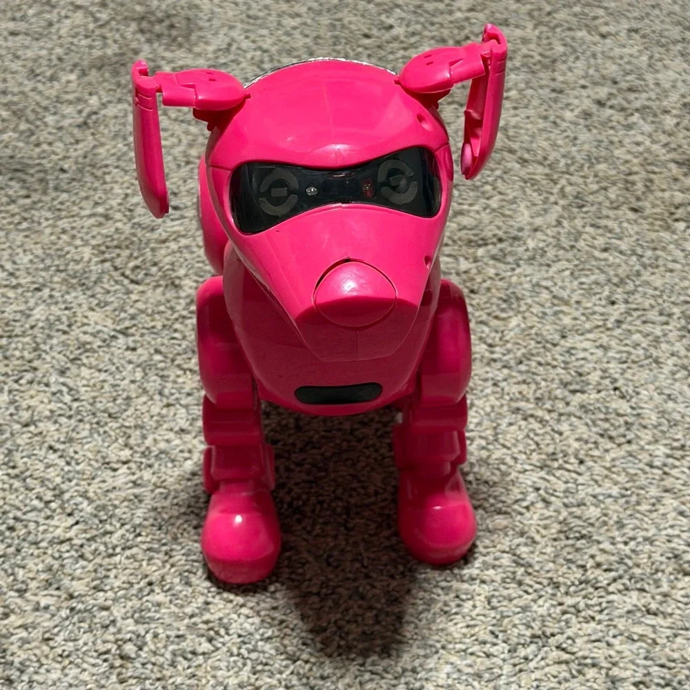 Vintage Pink Robot Dog Interactive Electronic Toy Light Up Eyes Tested Works